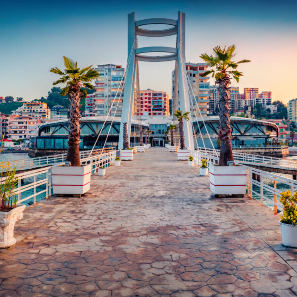 Impressive,Sunrise,In,Durres,,Port,City,On,The,Adriatic,Sea