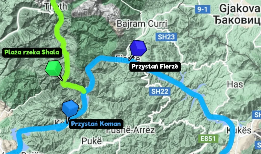 mapa Koman - Shala